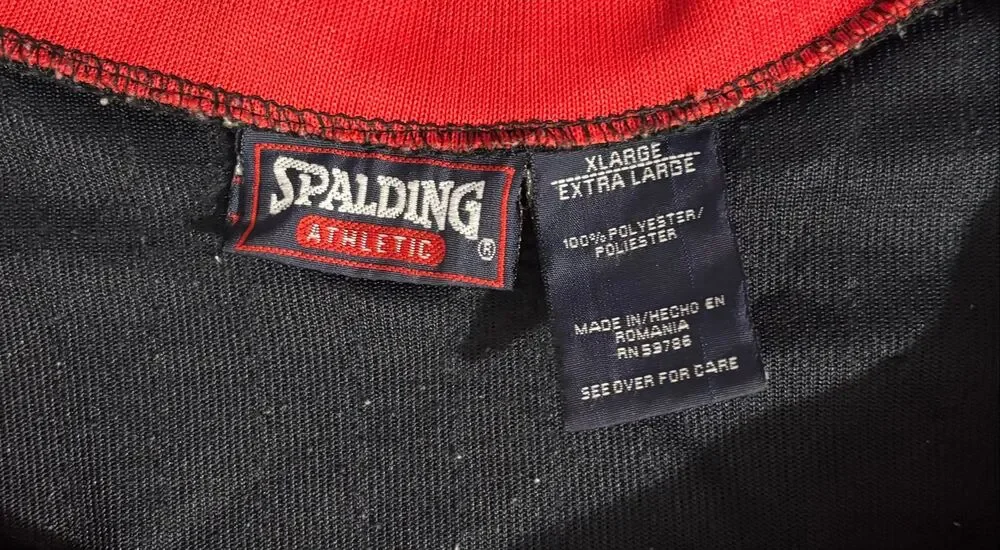 Vintage 90s Spalding Basketball Jersey Men’s XL Red Black Athletic FLAW
